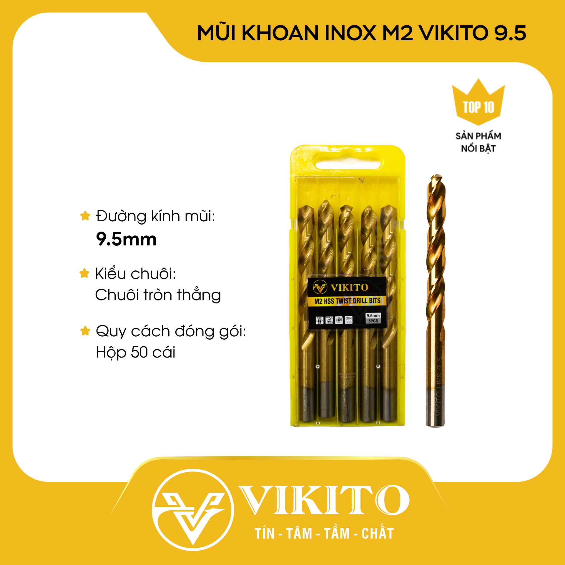 Mũi khoan inox M2 VIKITO 9.5